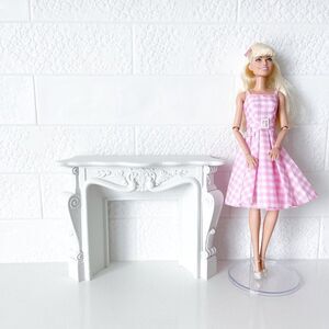 White Ornate Fireplace Mantle Miniature 1:6 Scale Dollhouse Furniture Barbie